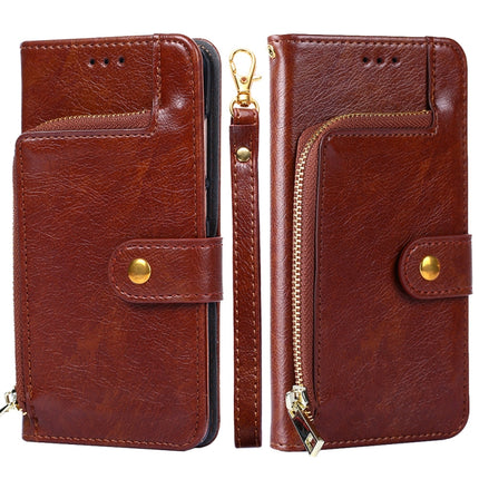 Zipper Bag PU + TPU Horizontal Flip Leather Case with Holder & Card Slot & Wallet & Lanyard For iPhone 13 Pro Max(Brown)-garmade.com