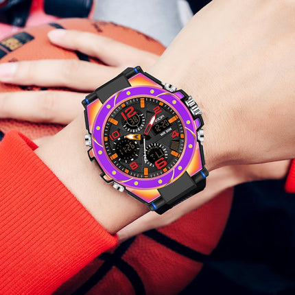 SANDA Dual Digital Display Luminous Stopwatch Chronograph Alarm Clock Men Quartz Sports Watch(6024 Symphony Purple)-garmade.com