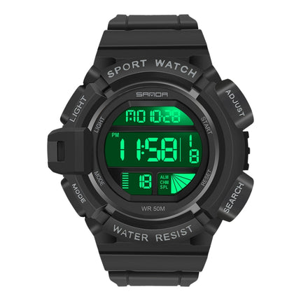 SANDA 2106 LED Digital Display Luminous Alarm Clock Men Outdoor Sports Electronic Watch(Black)-garmade.com