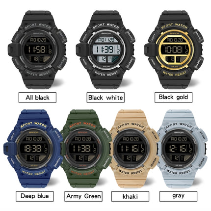 SANDA 2106 LED Digital Display Luminous Alarm Clock Men Outdoor Sports Electronic Watch(Black Gold)-garmade.com