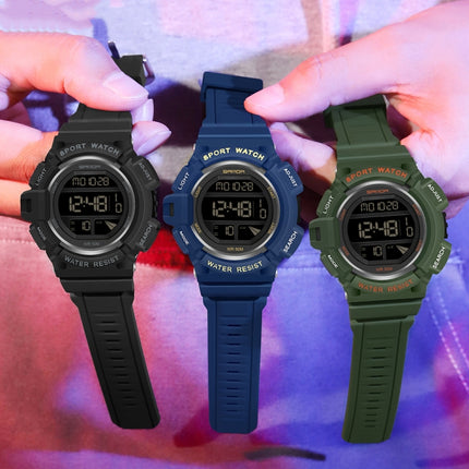 SANDA 2106 LED Digital Display Luminous Alarm Clock Men Outdoor Sports Electronic Watch(Khaki)-garmade.com