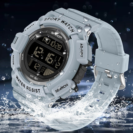 SANDA 2106 LED Digital Display Luminous Alarm Clock Men Outdoor Sports Electronic Watch(Black White)-garmade.com