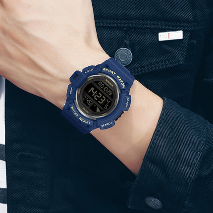 SANDA 2106 LED Digital Display Luminous Alarm Clock Men Outdoor Sports Electronic Watch(Dark Blue)-garmade.com