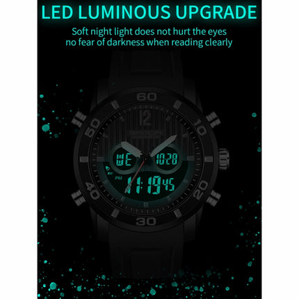 SANDA 3106 Dual Digital Display Men Outdoor Sports Luminous Shockproof Electronic Watch(Full Black)-garmade.com