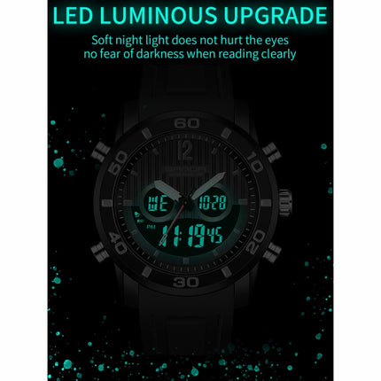 SANDA 3106 Dual Digital Display Men Outdoor Sports Luminous Shockproof Electronic Watch(Black Gold)-garmade.com