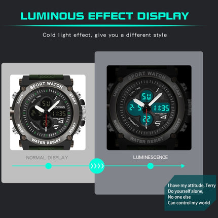 SANDA 3107 Dual Digital Display Luminous Alarm Clock Men Outdoor Sports Electronic Watch(Army Green)-garmade.com