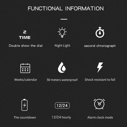 SANDA 6025 Dual Time Digital Display Luminous Calendar Waterproof Multifunctional Men Sports Quartz Watch(Black White)-garmade.com