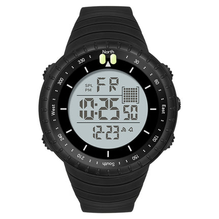 SANDA 6071 Three-split Screen LED Digital Display Luminous Stopwatch Timing Multifunctional Men Sports Electronic Watch(Black White)-garmade.com