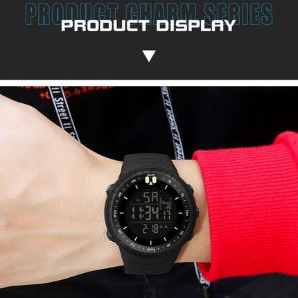 SANDA 6071 Three-split Screen LED Digital Display Luminous Stopwatch Timing Multifunctional Men Sports Electronic Watch(All Black)-garmade.com