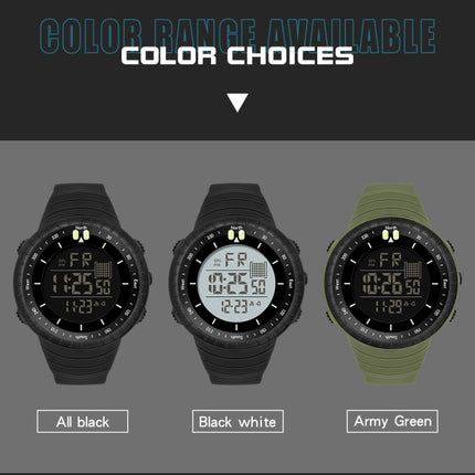 SANDA 6071 Three-split Screen LED Digital Display Luminous Stopwatch Timing Multifunctional Men Sports Electronic Watch(Army Green)-garmade.com