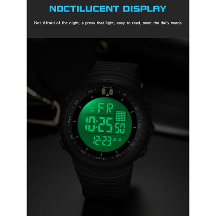 SANDA 6071 Three-split Screen LED Digital Display Luminous Stopwatch Timing Multifunctional Men Sports Electronic Watch(Black White)-garmade.com