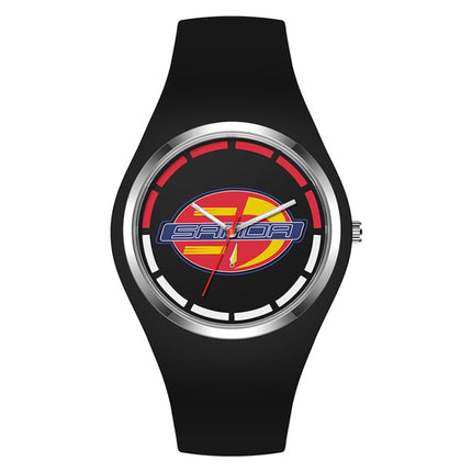 SANDA 6077 Simple Icon Round Dial Ladies Silicone Strap Quartz Watch(Black Red)-garmade.com