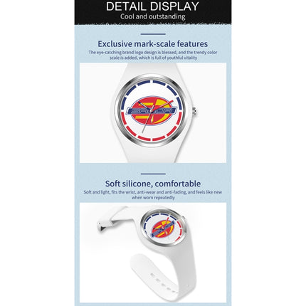 SANDA 6077 Simple Icon Round Dial Ladies Silicone Strap Quartz Watch(White Gold Dual Mark)-garmade.com