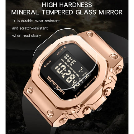 SANDA 9006 LED Digital Display Square Dial Sports Electronic Watch for Men and Women(Black Rose Gold)-garmade.com