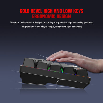 HXSJ L800 61 Keys Bluetooth 5.0 / 2.4G Wireless / Type-C Wired Three Modes Blue Shaft Mechanical Keyboard(Black)-garmade.com