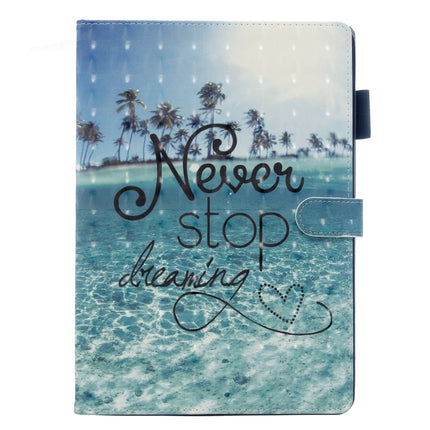 For iPad 10.2 3D Embossing Pattern Horizontal Flip Leather Case with Holder & Card Slots & Wallet(Blue Coconut Trees)-garmade.com