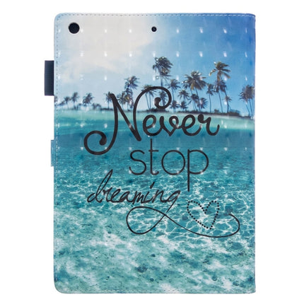 For iPad 10.2 3D Embossing Pattern Horizontal Flip Leather Case with Holder & Card Slots & Wallet(Blue Coconut Trees)-garmade.com