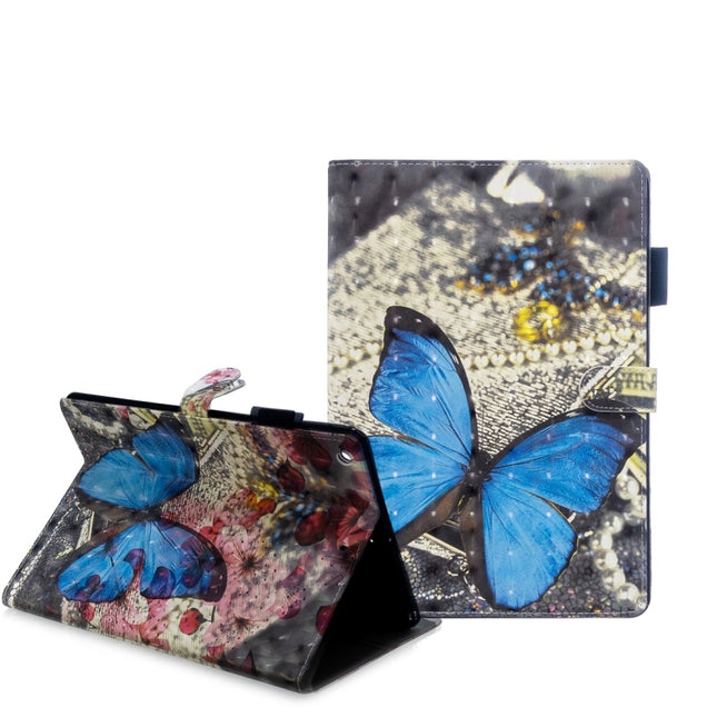 For iPad 10.2 3D Embossing Pattern Horizontal Flip Leather Case with Holder & Card Slots & Wallet(Flower Butterfly)-garmade.com
