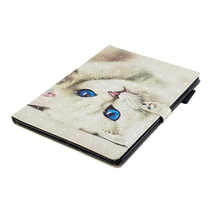 For iPad 10.2 3D Embossing Pattern Horizontal Flip Leather Case with Holder & Card Slots & Wallet(White Cat)-garmade.com