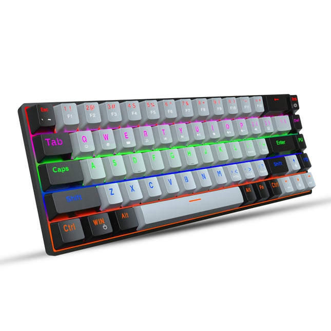 HXSJ V800 68 Keys Type-C Wired Cool Backlight Mechanical Keyboard(Red Shaft)-garmade.com