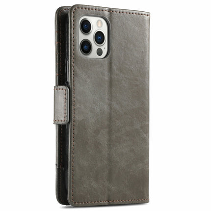 CaseNeo Business Splicing Dual Magnetic Buckle Horizontal Flip PU Leather Case with Holder & Card Slots & Wallet For iPhone 13 Pro(Grey)-garmade.com