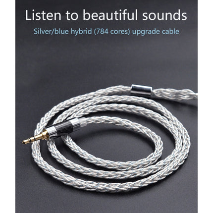 KZ 3.5mm Plug 784-core Blue Silver Mixed Braided Silver-plated Earphone Upgrade Cable For KZ ZS10 Pro / DQ6 / ASX, Cable Length: 1.2m(C Style)-garmade.com