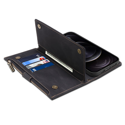 Retro Frosted Horizontal Flip Leather Case with Holder & Card Slot & Wallet & Zipper Pocket & Lanyard For iPhone 13 Pro Max(Black)-garmade.com