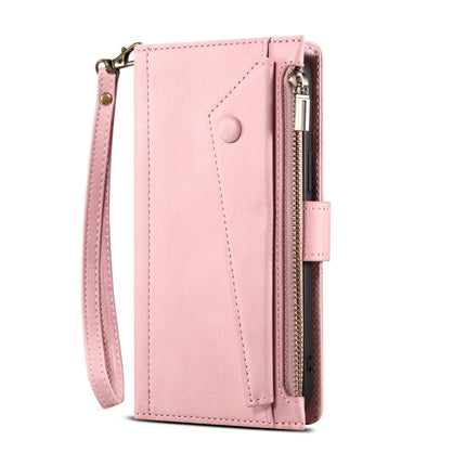 Retro Frosted Horizontal Flip Leather Case with Holder & Card Slot & Wallet & Zipper Pocket & Lanyard For iPhone 13 Pro Max(Rose Gold)-garmade.com