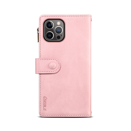 Retro Frosted Horizontal Flip Leather Case with Holder & Card Slot & Wallet & Zipper Pocket & Lanyard For iPhone 13 Pro Max(Rose Gold)-garmade.com