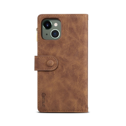 Retro Frosted Horizontal Flip Leather Case with Holder & Card Slot & Wallet & Zipper Pocket & Lanyard For iPhone 13(Brown)-garmade.com