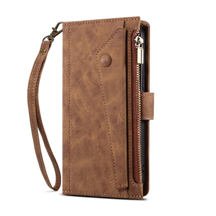 Retro Frosted Horizontal Flip Leather Case with Holder & Card Slot & Wallet & Zipper Pocket & Lanyard For iPhone 13 mini(Brown)-garmade.com