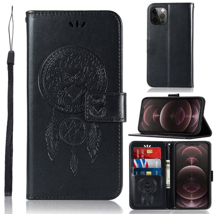 Wind Chime Owl Embossing Pattern Horizontal Flip Leather Case with Holder & Card Slots & Wallet For iPhone 13 Pro Max(Black)-garmade.com