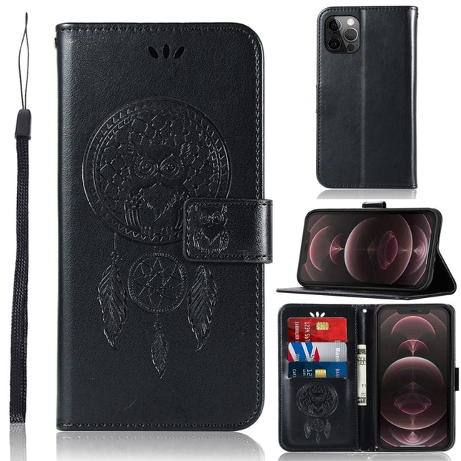 Wind Chime Owl Embossing Pattern Horizontal Flip Leather Case with Holder & Card Slots & Wallet For iPhone 13 Pro Max(Black)-garmade.com