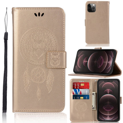 Wind Chime Owl Embossing Pattern Horizontal Flip Leather Case with Holder & Card Slots & Wallet For iPhone 13 Pro Max(Gold)-garmade.com