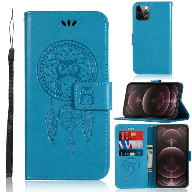 Wind Chime Owl Embossing Pattern Horizontal Flip Leather Case with Holder & Card Slots & Wallet For iPhone 13 Pro Max(Blue)-garmade.com