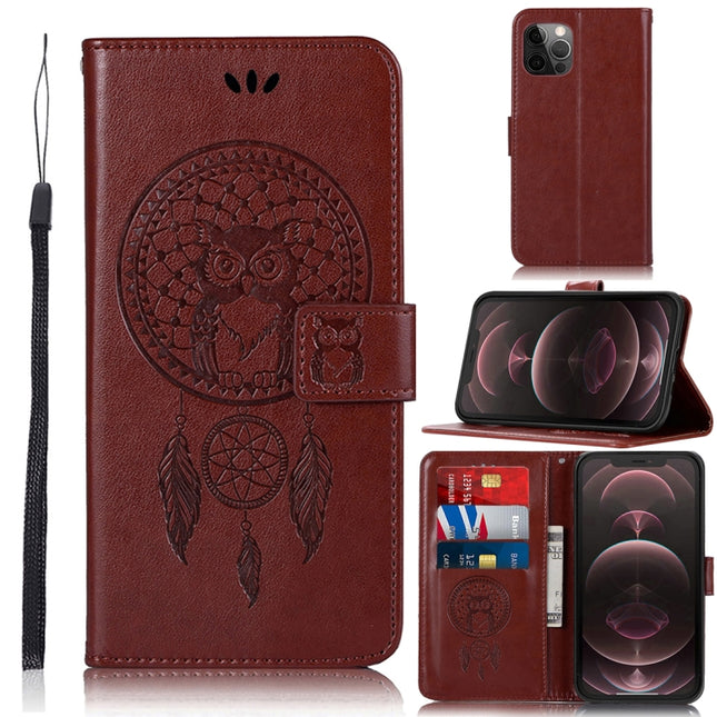 Wind Chime Owl Embossing Pattern Horizontal Flip Leather Case with Holder & Card Slots & Wallet For iPhone 13 Pro Max(Brown)-garmade.com