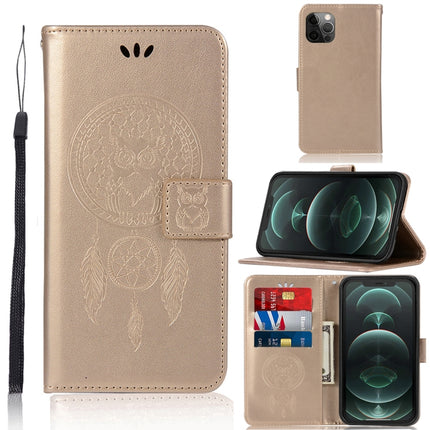 Wind Chime Owl Embossing Pattern Horizontal Flip Leather Case with Holder & Card Slots & Wallet For iPhone 13 Pro(Gold)-garmade.com