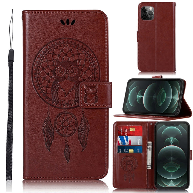 Wind Chime Owl Embossing Pattern Horizontal Flip Leather Case with Holder & Card Slots & Wallet For iPhone 13 Pro(Brown)-garmade.com