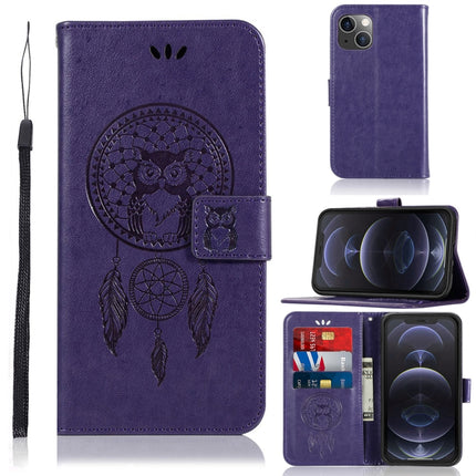 Wind Chime Owl Embossing Pattern Horizontal Flip Leather Case with Holder & Card Slots & Wallet For iPhone 13(Purple)-garmade.com