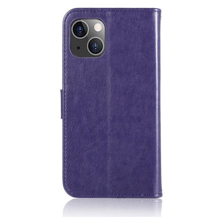 Wind Chime Owl Embossing Pattern Horizontal Flip Leather Case with Holder & Card Slots & Wallet For iPhone 13(Purple)-garmade.com
