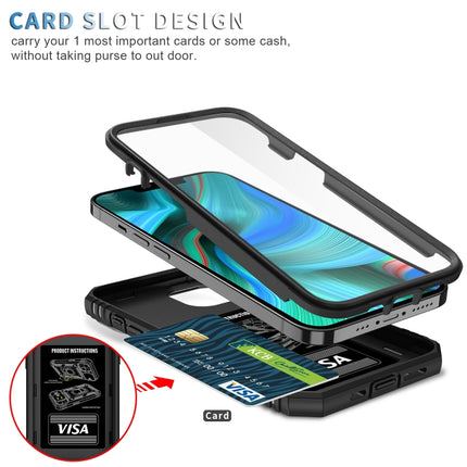 Sliding Camera Cover Design TPU + PC Protective Case with 360 Degree Rotating Holder & Card Slot For iPhone 13 Pro Max(Black+Black)-garmade.com
