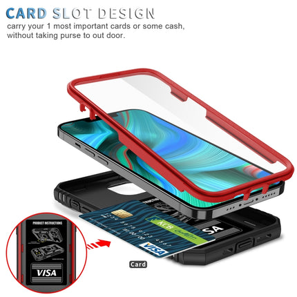 Sliding Camera Cover Design TPU + PC Protective Case with 360 Degree Rotating Holder & Card Slot For iPhone 13 Pro Max(Red+Black)-garmade.com