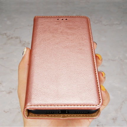 PU + TPU Gloss Oil Solid Color Magnetic Horizontal Flip Leather Case with Holder & Card Slot & Wallet For iPhone 13(Rose Gold)-garmade.com
