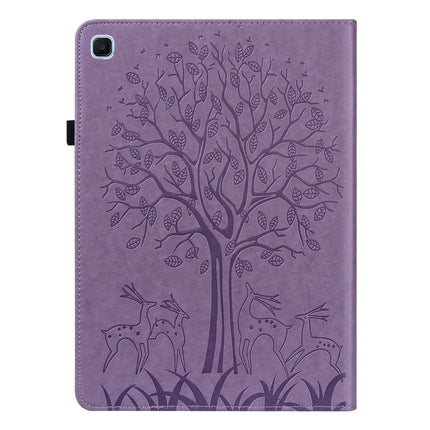 Tree & Deer Pattern Pressed Printing Horizontal Flip PU Leather Case with Holder & Card Slots & Sleep / Wake-up Function For Samsung Galaxy Tab S6 Lite(Purple)-garmade.com