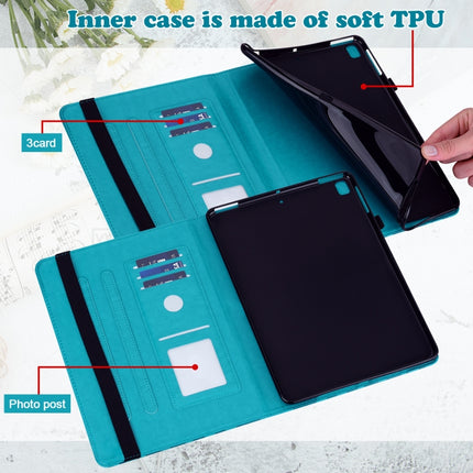 Tree & Deer Pattern Pressed Printing Horizontal Flip PU Leather Case with Holder & Card Slots & Sleep / Wake-up Function For Samsung Galaxy Tab S6 Lite(Blue)-garmade.com