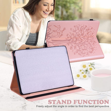 Tree & Deer Pattern Pressed Printing Horizontal Flip PU Leather Case with Holder & Card Slots & Sleep / Wake-up Function For Samsung Galaxy Tab S6 Lite(Pink)-garmade.com