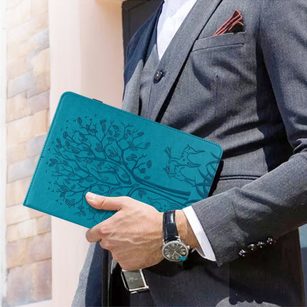 Tree & Deer Pattern Pressed Printing Horizontal Flip PU Leather Case with Holder & Card Slots & Sleep / Wake-up Function For Samsung Galaxy Tab A7 10.4 2020(Blue)-garmade.com