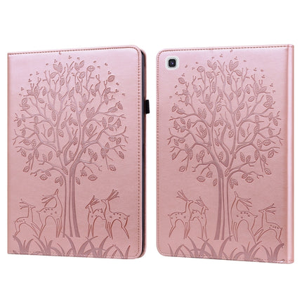 Tree & Deer Pattern Pressed Printing Horizontal Flip PU Leather Case with Holder & Card Slots & Sleep / Wake-up Function For Samsung Galaxy Tab A7 10.4 2020(Pink)-garmade.com