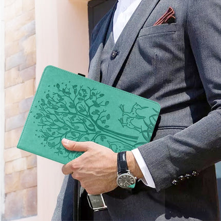 Tree & Deer Pattern Pressed Printing Horizontal Flip PU Leather Case with Holder & Card Slots & Sleep / Wake-up Function For Samsung Galaxy Tab A7 10.4 2020(Green)-garmade.com