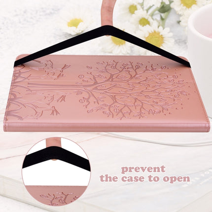 For Samsung Galaxy Tab A 10.1 2019 Tree & Deer Pattern Pressed Printing Horizontal Flip PU Leather Case with Holder & Card Slots(Pink)-garmade.com
